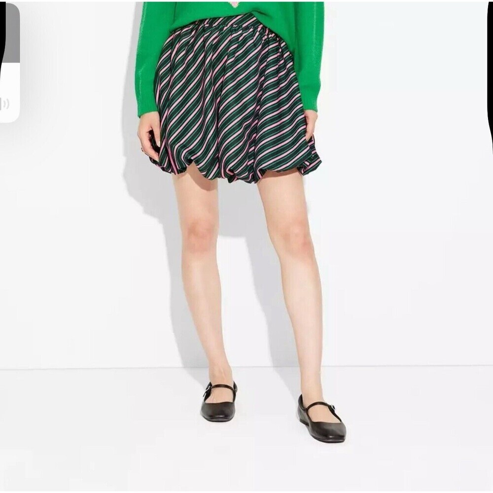 Adult Wicked‎ Striped Bubble Graphic Mini Skirt - Green Multiple Sizes Available